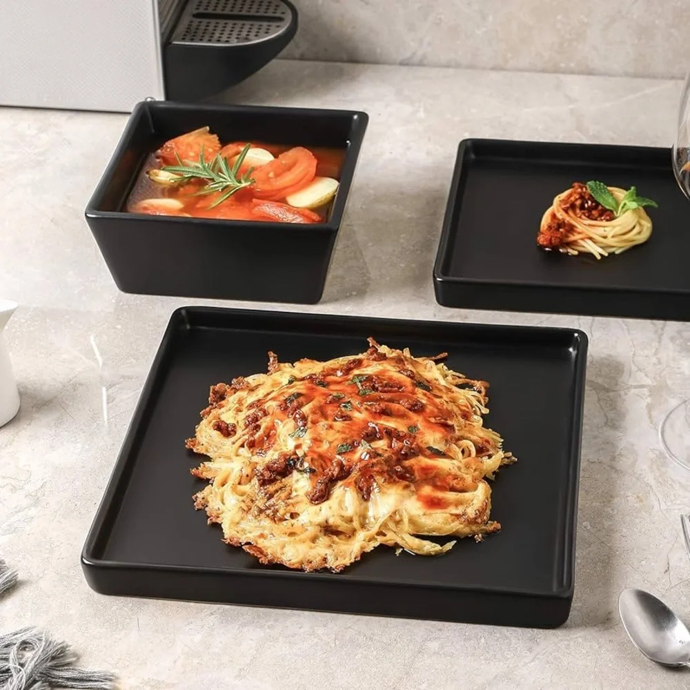 IKEA Square Ceramic Tray Set of 3 Pieces 5-3/4” & Around Tray 5”